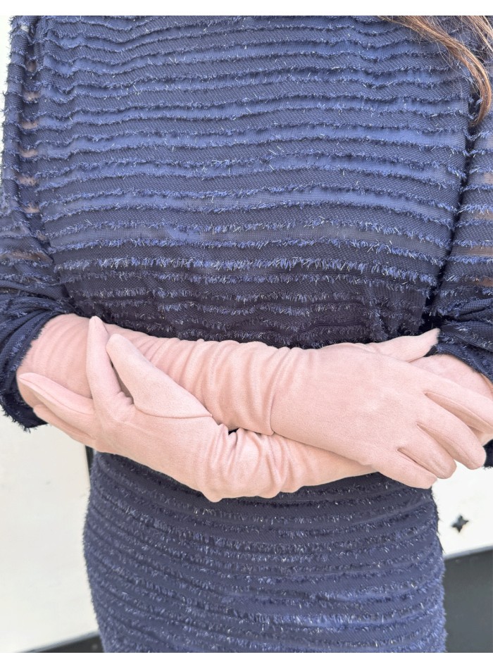 Pink suede gloves