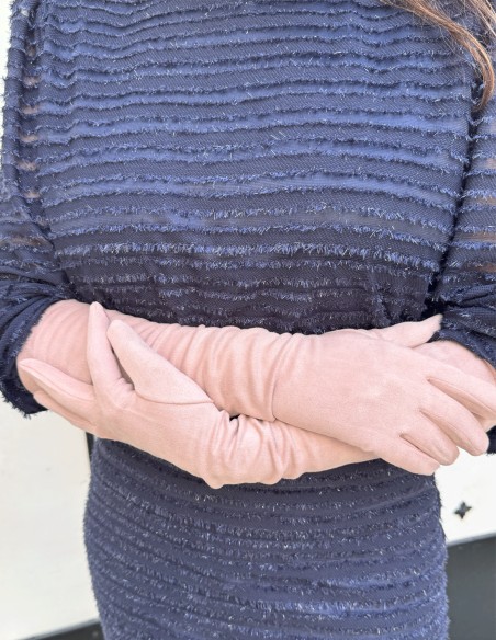 Pink suede gloves