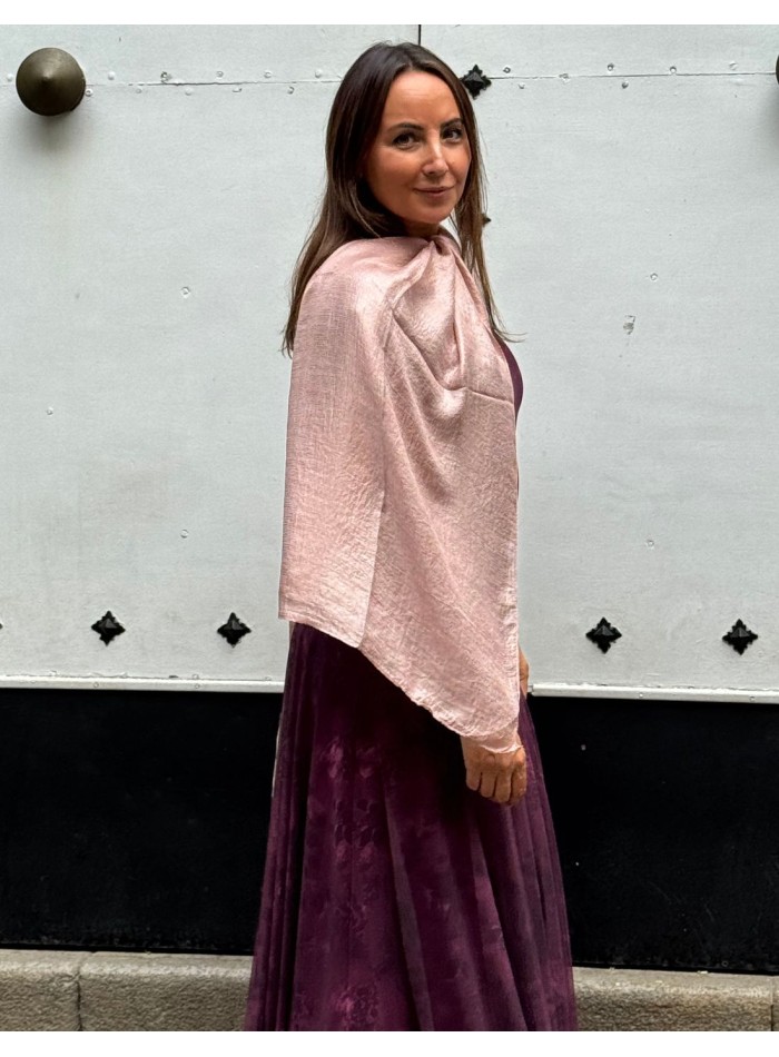 Pink satin texture shawl for wedding guests