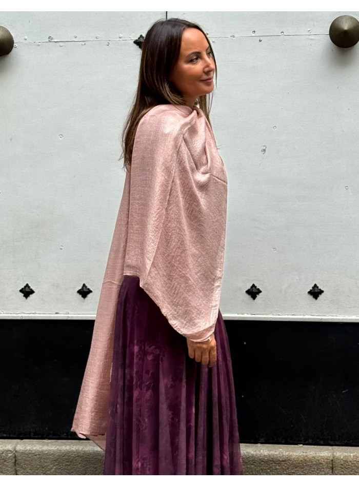 Pink satin texture shawl for wedding guests