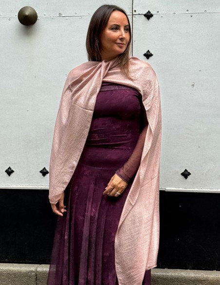 Pink satin texture shawl for wedding guests