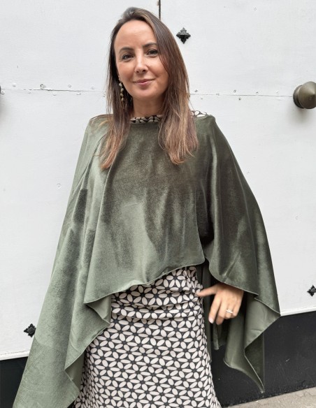 Olive green velvet cape