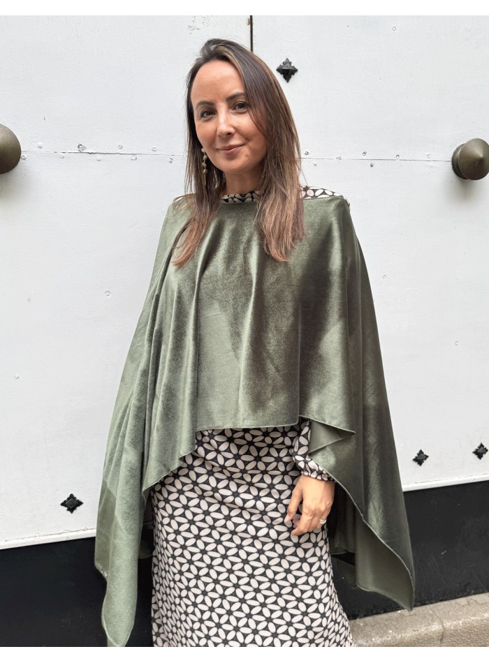 Olive green velvet cape
