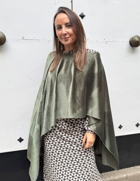 Olive green velvet cape