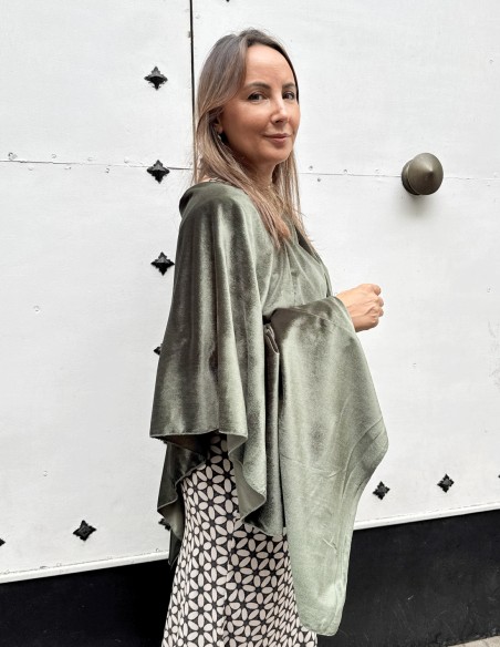 Olive green velvet cape