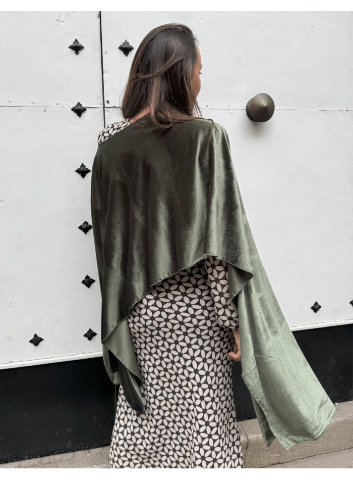 Olive green velvet cape