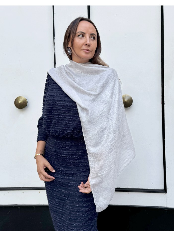 Silver party shawl for wedding guests