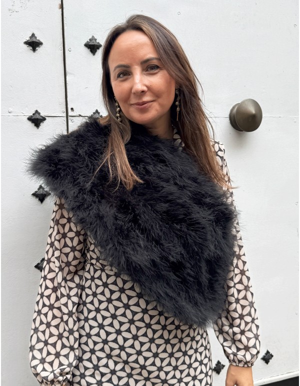 Étole d'invité en plumes d'autruche noires