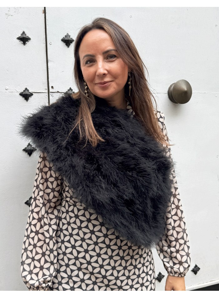 Black ostrich feather stole for wedding guests