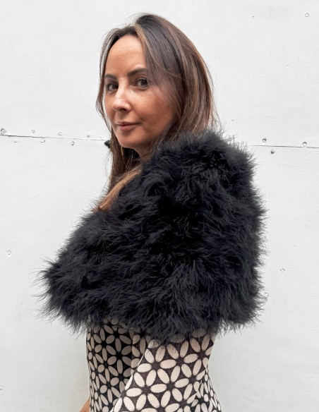 Black ostrich feather stole for wedding guests