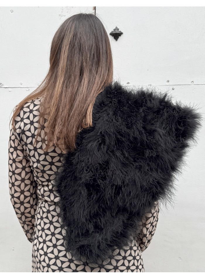 Black ostrich feather stole for wedding guests