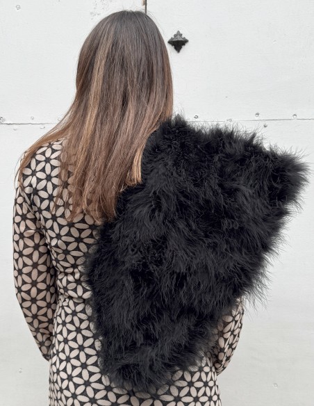 Black ostrich feather stole for wedding guests