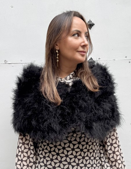 Étole d'invité en plumes d'autruche noires