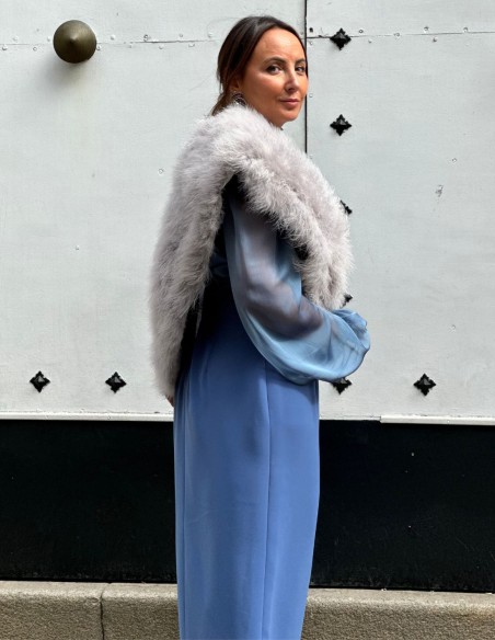 Gray ostrich feather wrap for wedding guests