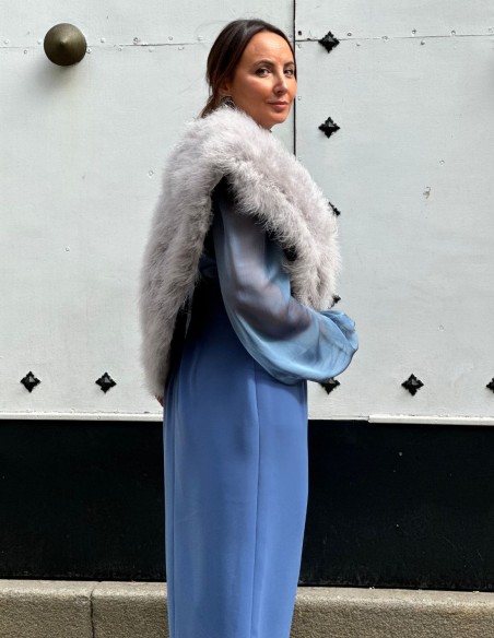 Gray ostrich feather wrap for wedding guests