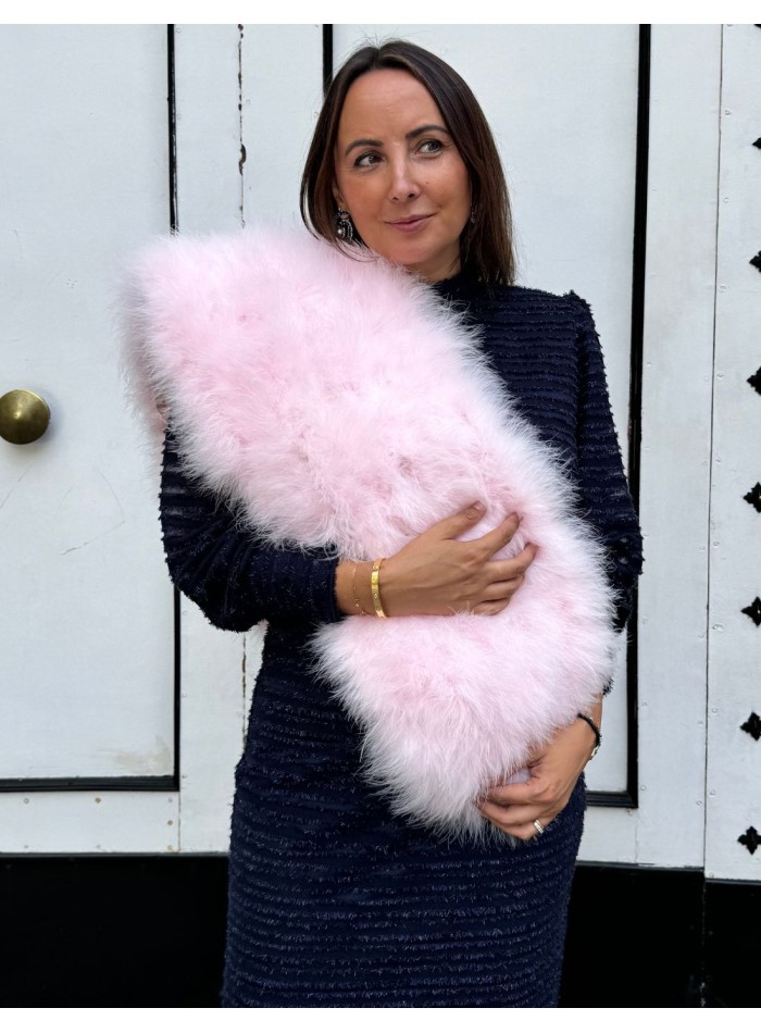 Pink ostrich feather wrap for wedding guests