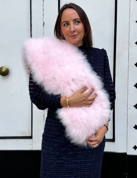 Pink ostrich feather wrap for wedding guests