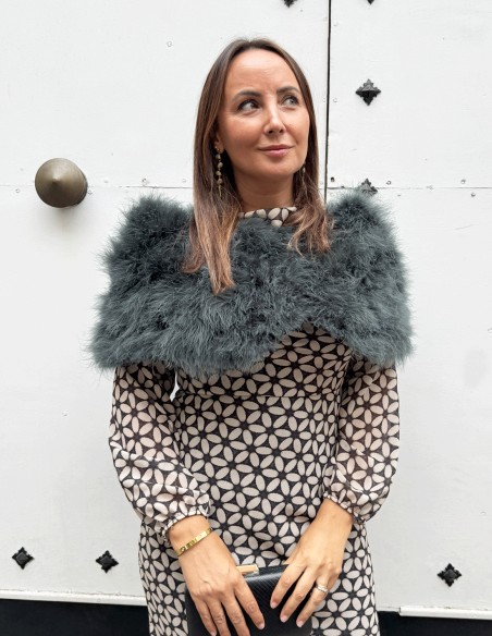 Estola de plumas de avestruz en color verde