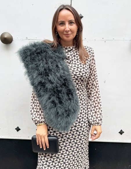 Étole en plumes d'autruche de couleur verte