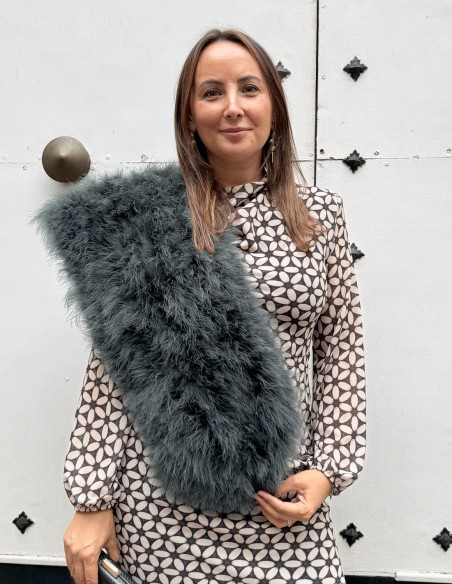 Étole en plumes d'autruche de couleur verte