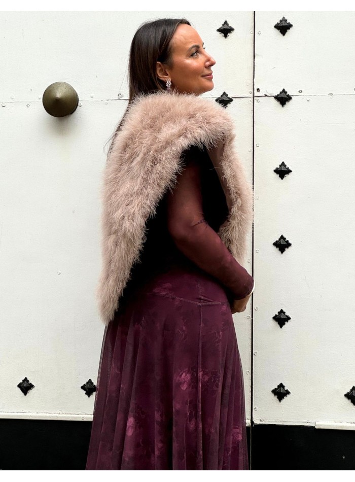 Estola de pluma de avestruz rosa empolvado para...