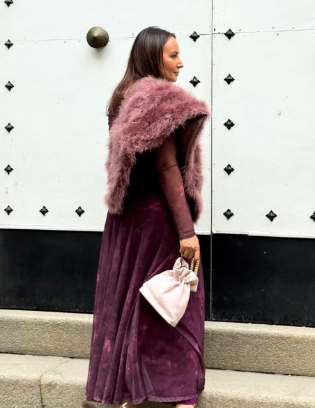 Ostrich feather guest stole in old pink color