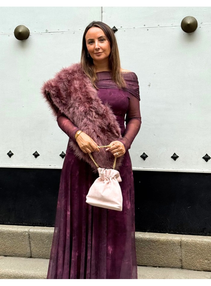 Ostrich feather guest stole in old pink color