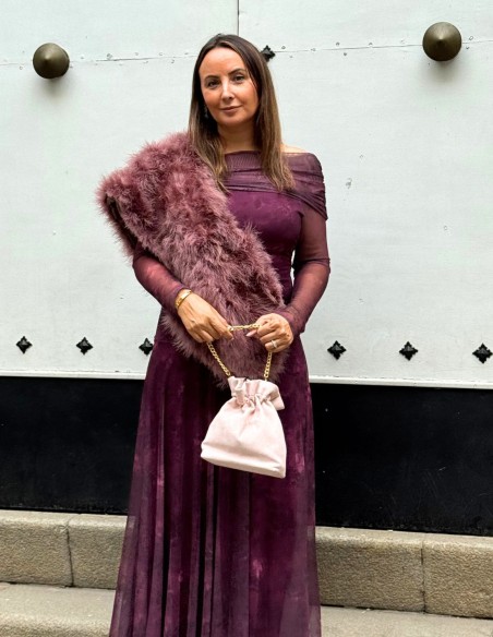Estola para invitada de pluma de avestruz color rosa apagado para boda