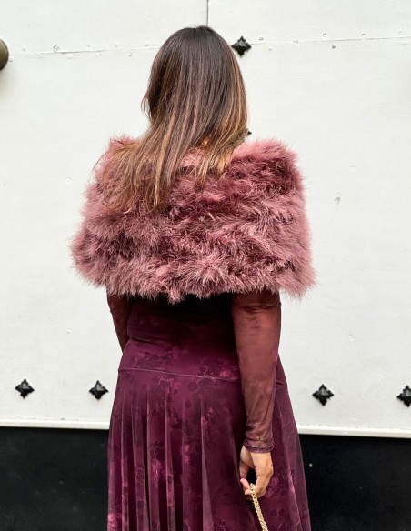 Estola para invitada de pluma de avestruz color rosa viejo