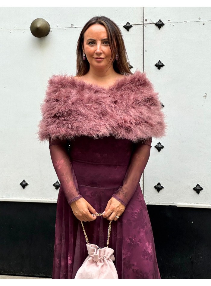 Etole d'invité en plumes d'autruche vieux rose