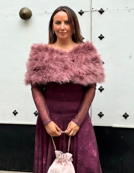 Ostrich feather guest stole in old pink color