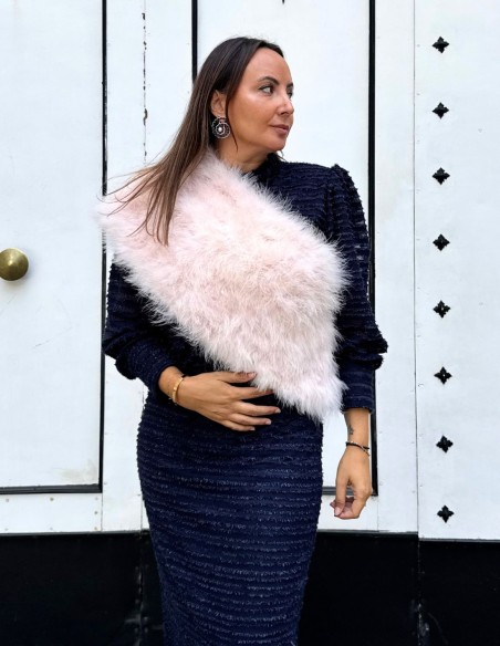 Étole d'invité en plumes d'autruche, rose poussiéreux