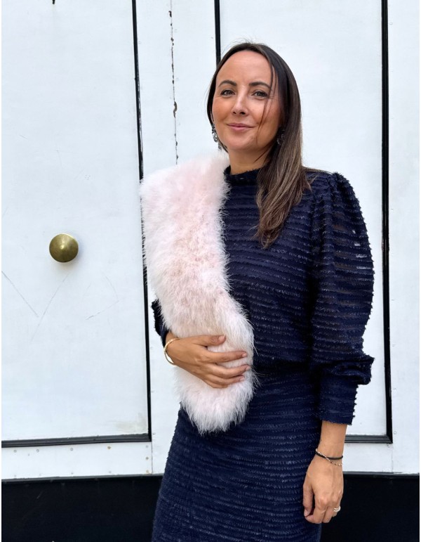 Ostrich feather guest stole in powdered pink 2