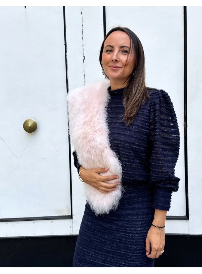 Ostrich feather guest stole in powdered pink