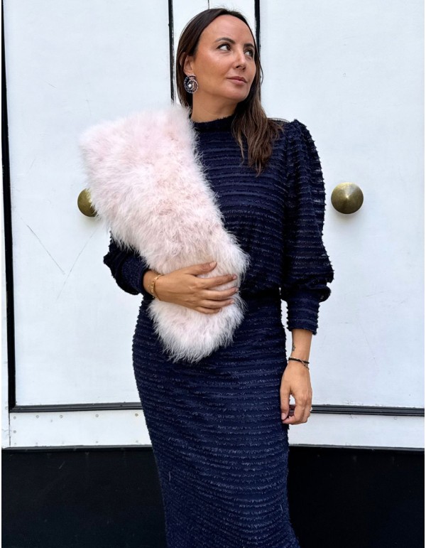 Ostrich feather guest stole in powdered pink