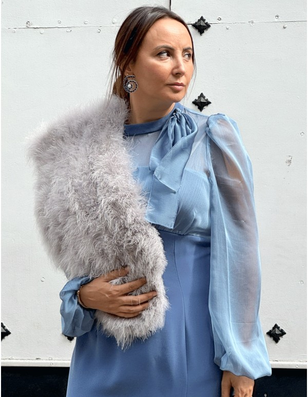 Gray ostrich feather wrap for wedding guests