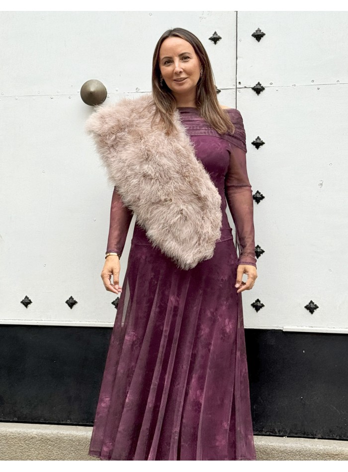 Etole en plumes d'autruche rose poudré pour les...