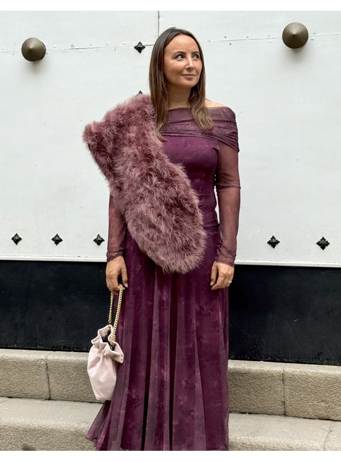 Etole d'invité en plumes d'autruche vieux rose