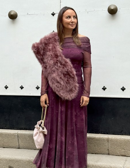 Etole d'invité en plumes d'autruche vieux rose