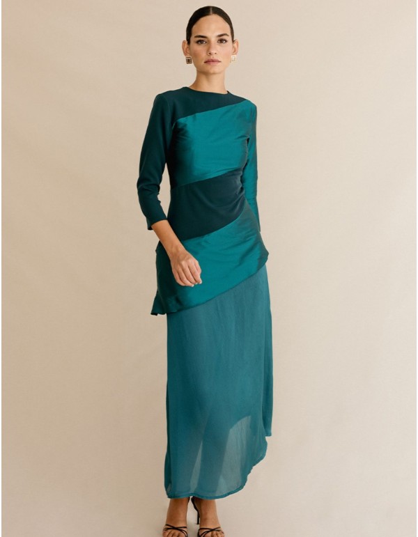 Robe de soirée avec un mélange de tissus et une jupe en... 2