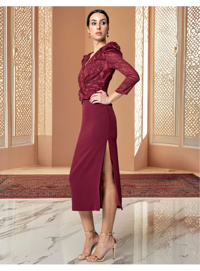 Printed chiffon cocktail dress with crossover...