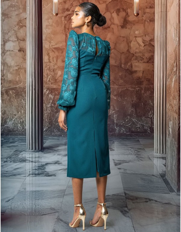 Vestido midi estampado floral de gasa con escote halter cut-out 2