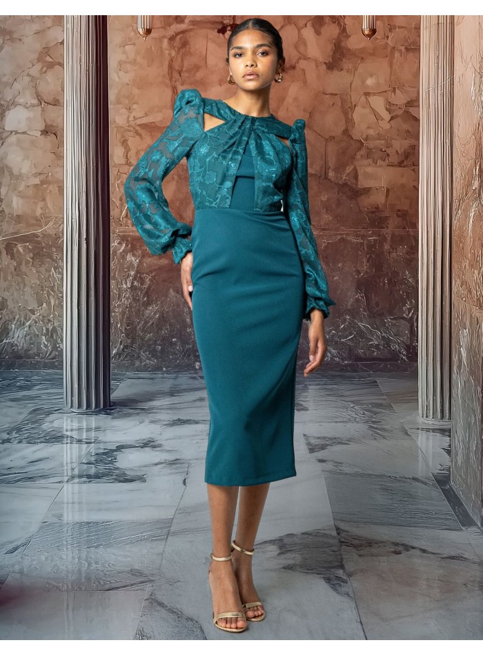 Robe midi en mousseline de soie à imprimé...