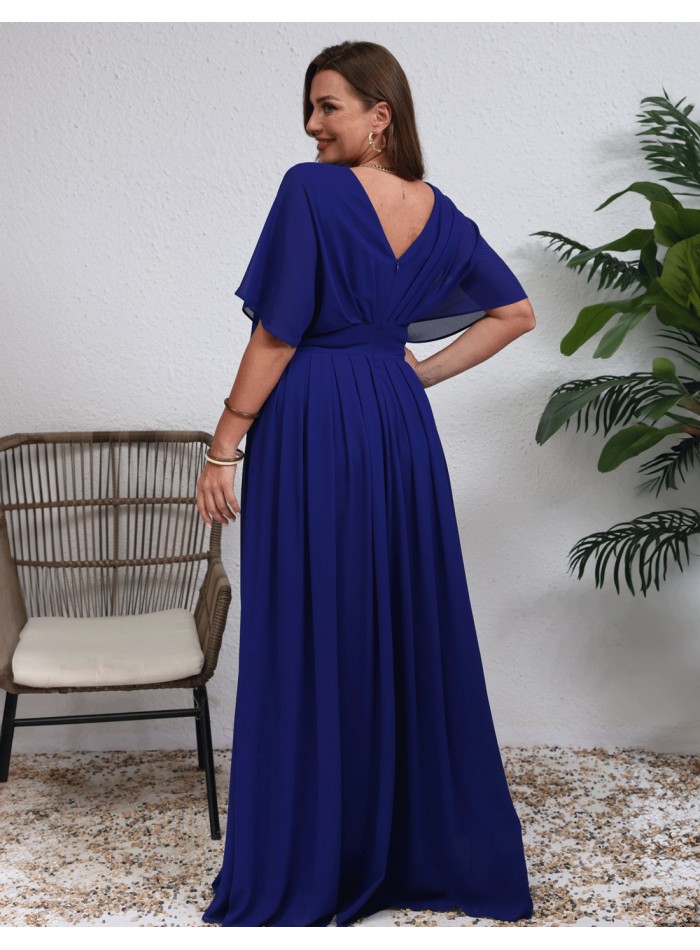 V-neck maxi dress with oversized sleeves