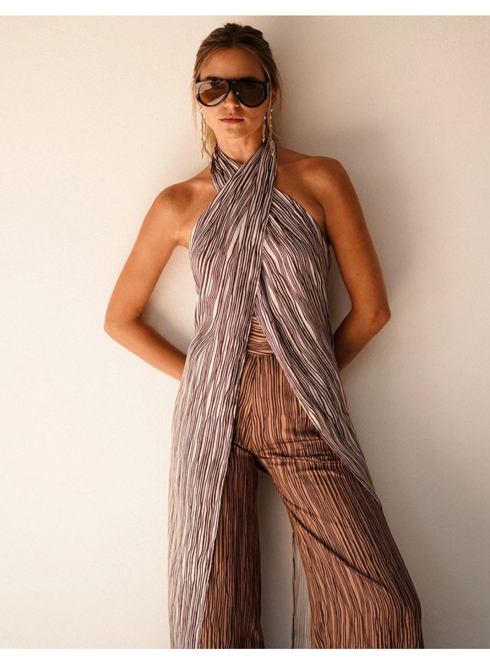 Long top with ecru stripes