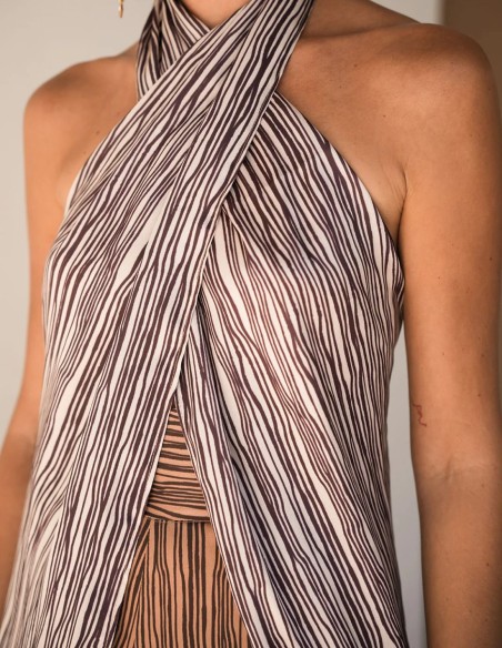 Long top with ecru stripes