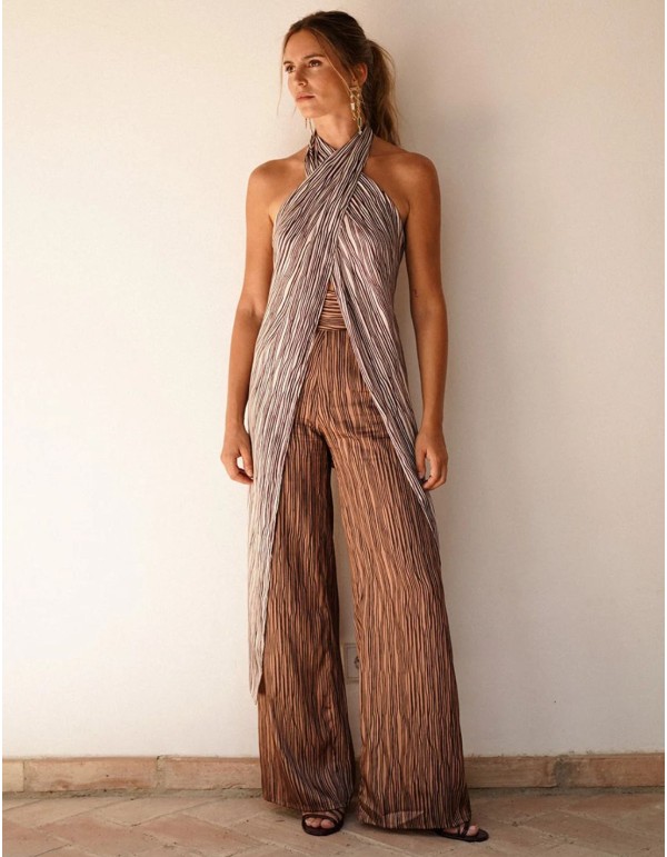 Pantalon d'invité à rayures dans les tons bruns