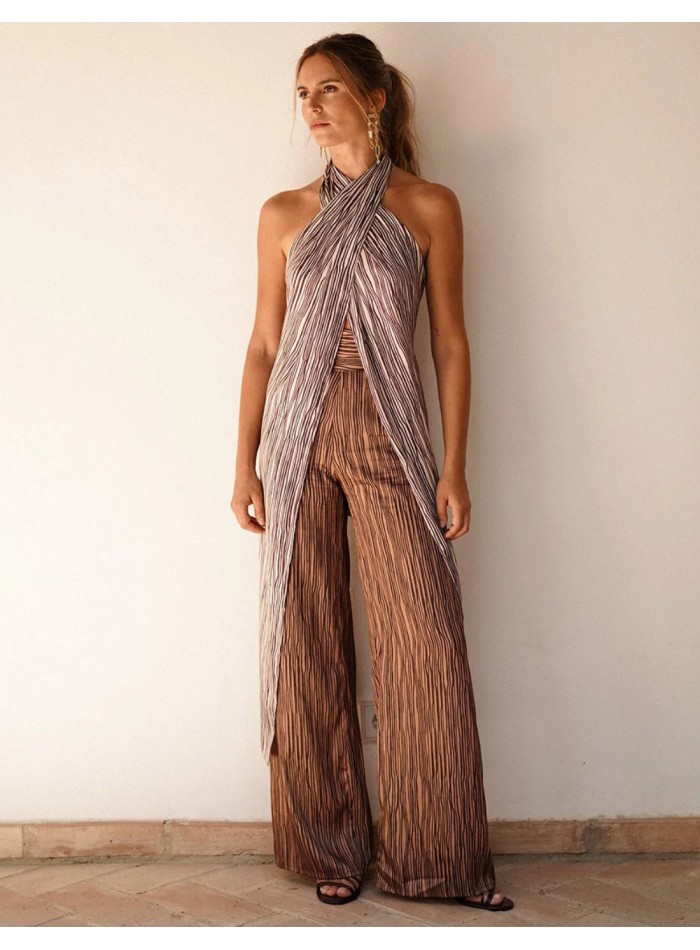 Pantalon d'invité à rayures dans les tons bruns