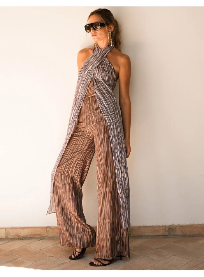 Pantalon d'invité à rayures dans les tons bruns