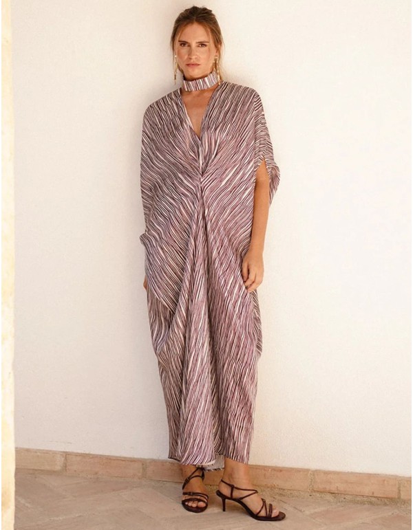 Kaftan à imprimé rayé et décolleté en V 2